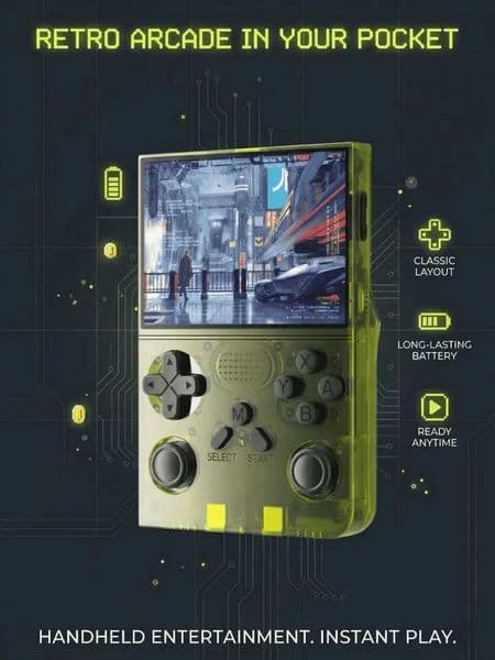 R40 35 Inch Retro Handheld Game Console 128GB Portable Gaming Player USB Rechargeable Classic Handheld Entertainment Device L2605190XJY