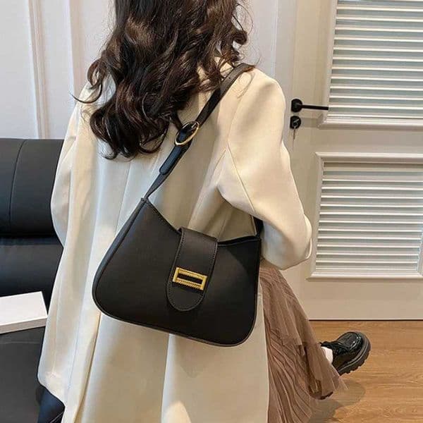 Vintage Leather Totes Bags with Gold Detail Adjustable Strap Chic Handbag Purse Shoulder Bags for Women Work Underarm Bag H260519