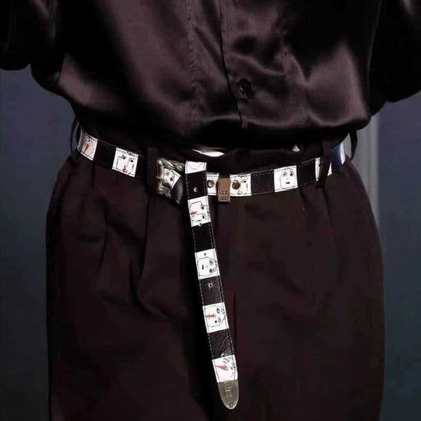 2nd Gen Unisex Nosebleed Belt Hand-Drawn Chessboard Print Black White Adjustable Gothic cartoon Jeans Belt for Men and Women Z260519