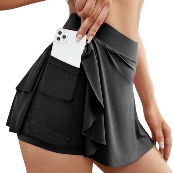 Quick Dry High Waist Sports Skirt with Pockets for Women Gym Workout Running Tennis Skort Fitness Shorts L260518