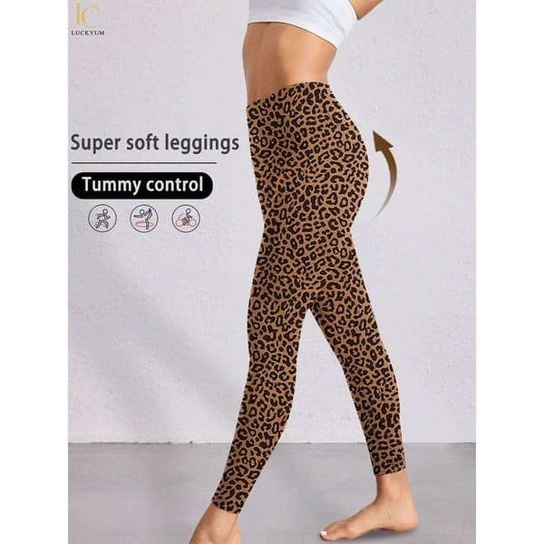 Leopard Print High-Waisted Women's Leggings Super Soft No See through for Yoga Running Workout Push Up Gym Fitness Athletic Wear 26W0519