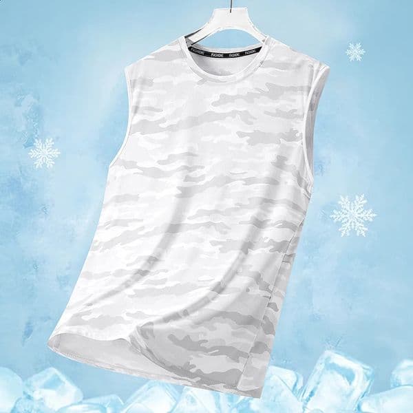 Camouflage Ice Silk Quick Dry Sports Vest Unisex Summer Outdoor round Neck Running Sleeveless TShirt Lightweight Breathable 260519