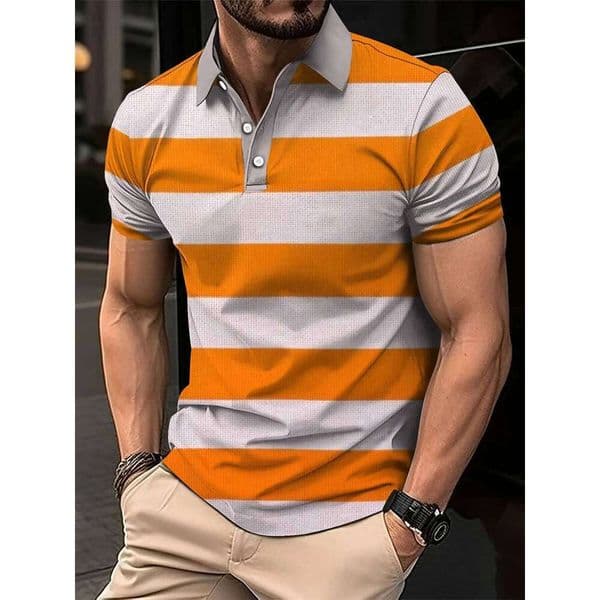 2026 Summer Polo Shirt With Stripes Print Breathable Lightweight Designer Fashion Casual Fashionable Outdoor Men's Clothing
