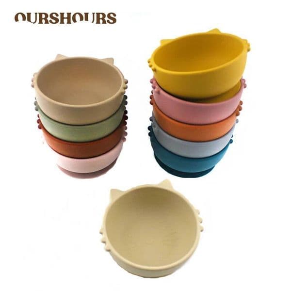 Silicone Feeding Bowls BPA Free Cute Cat Shape Infants Non-Slip Suction Bowl for Toddlers Kids Dining Tableware Baby Stuff ddmythur