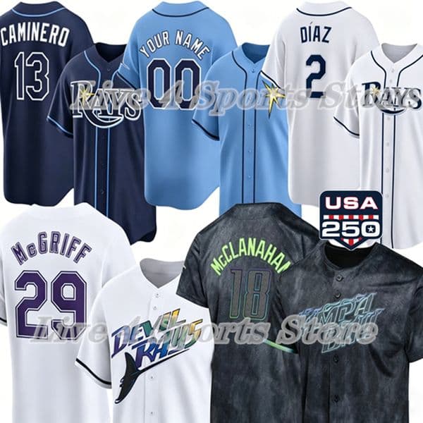 Yandy Diaz Tampa BayS Baseball Rays Jersey Chandler Simpson Junior Caminero Jonathan Aranda Cedric Mullins Ben Williamson Nick Martinez Steven Matz Longoria Boggs