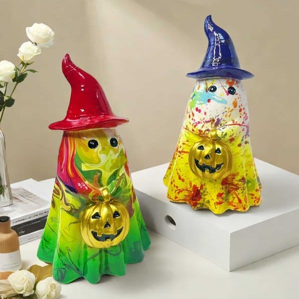 New Gradient Ghost Handheld Pumpkin Desktop Ornament Party Home Desktop Decoration Resin Craft L26051909N4