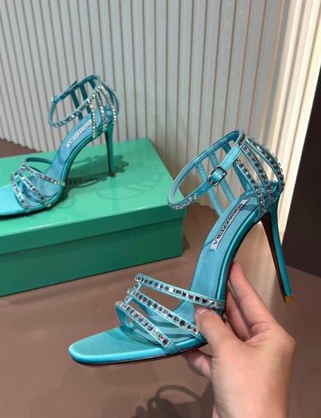 Summer Luxury Brand Women Sensation Crystal Sandals Shoes Crystal-embellishments Strappy Stiletto Heels Party Wedding Dress Gladiator Sandalias EU35-43