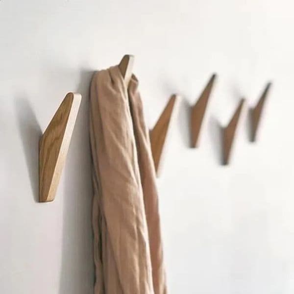 14pcs Natural Wood Wall Hooks Decorative Key Hook Clothes Hat Scarf Handbag Hanger Hook Kitchen Bathroom Organizer Decor Hook 260518