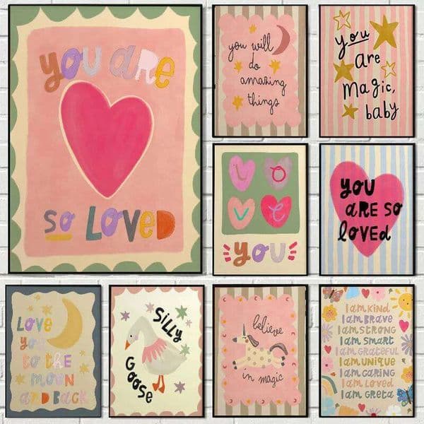 You Are So Fond Love Nursery Canvas Prints Believe in Magic Unicorn Quotes Garden Wall Art Posters Modern Living Room Home Decor 26L0519