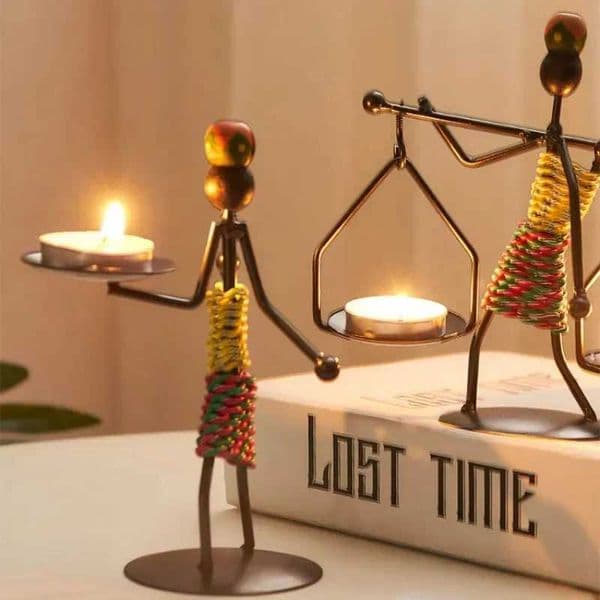 Vintage Metal Candlestick Handmade Iron Candle Holder Creative Crafts Miniature Wrought Holder Home Living Room Decoration L260519