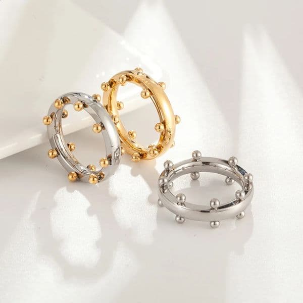 y Stainless Steel Mini Ball Ring Gold Color For Women Men Vintage Finger Rings Party Wedding Wolf Trend Jewelry Gift 260518