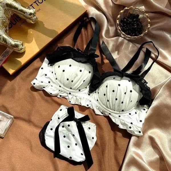 Sexy Lace Polka Dot Thin Bra Set Small Chest Gathered Collection of Accessory Breasts Comfortable Underwire Underwear Set Z260519