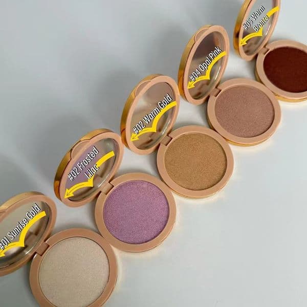 Face Glow Highlighter Makeup Multi-Use Silky Illuminating Powder Gel Sunrise Gold Frosted Lilac Opal Pink Glitter Face Contour Shimmer 10g GU 01