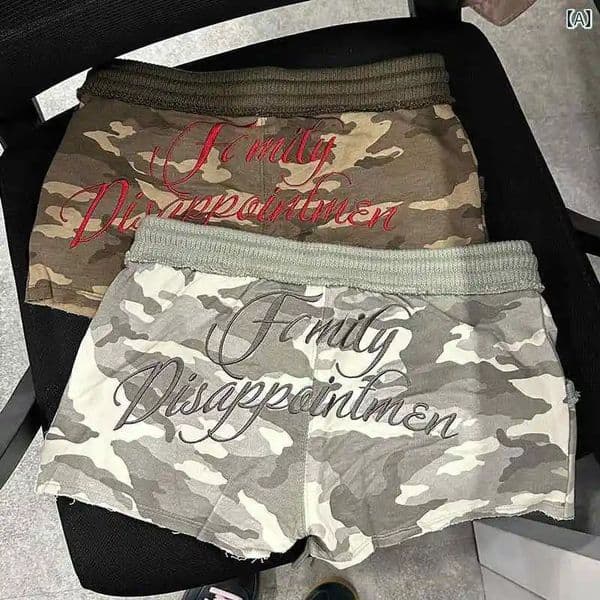 Y2k American Harajuku Retro Shorts Gothic Letter Embroidered Camouflage Ultra Short Sportswear Girl Sexy Fashion Hip Pants 260519