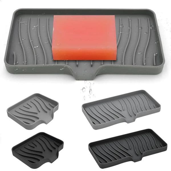 Silicone Drain Soap Box Bathroom Silicone Soap Holder Bathroom Tilt Drain Soap Box Free Punch Drain Rack Kitchen Storage Rack 260518