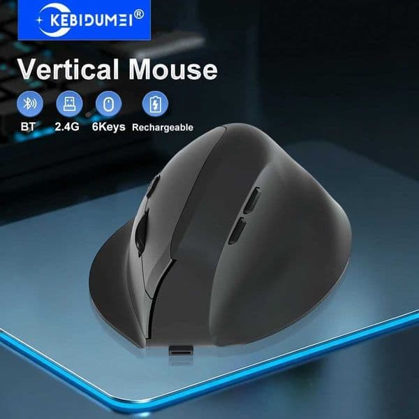 KEBIDUMEI Vertical Mouse 6 Buttons Dual-mode Bluetooth Mouse 24G Wireless Mouse Ergonomic Silent Mouse Optical Mice for Laptop Z260519