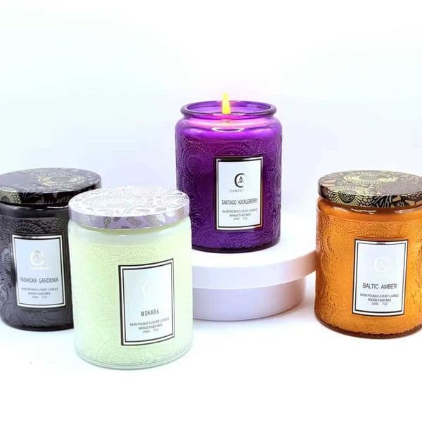 Embossed Glass Scented Candle Soy Wax Aromatherapy Candle 5 Scents 40 Hour Long Burn Plant Essential Oil Clean BurnJ260519