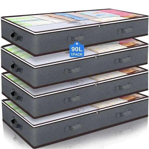 Non-woven Underbed Quilt Storage Bag Organizer Wardrobe Clothes Dust Moisture-proof Finishing Bag Foldable Storage Box 100x50x15 C260518