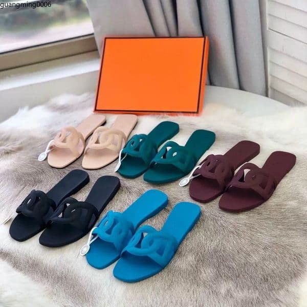 Summer Fashion Women Flat Slippers Luxurys Designers Sandals Leather Flip Flop Brand Beach Bedroom Girl Slides Sandalias Casual