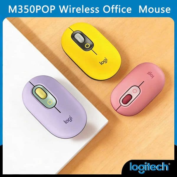 Logitech POP Mouse M350 Wireless Bluetooth Silent Ergonomic for Travel Home Office Laptop PC Portable Z260519