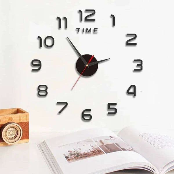 Large Size 3D DIY Silent Black/Gold/Silver Punch-Free Wall Sticker Clock W260519