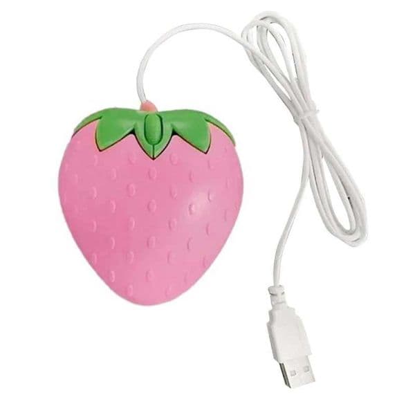 Pink Strawberry Corded Mouse Small Optical PC Computer Game Mouse for Girls Z260519