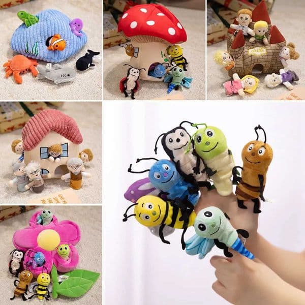 Kawaii Cartoon Plush Finger Puppet Insect Ocean Animal Human Butterfly Bee King Queen Princess Tell Story Interactive Prop L260519ZVH5