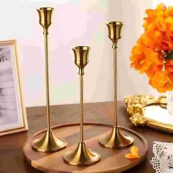 Metal Candle Holders Kit Set of 3 Wedding Table Decorative Candlestick Stand For Party Dinning Home Creative Decor Candlestick L260519