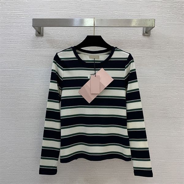 Designer Woman Retro Shirt Striped Long Sleeve Slim Fit Base Layer Spring Summer Casual Top