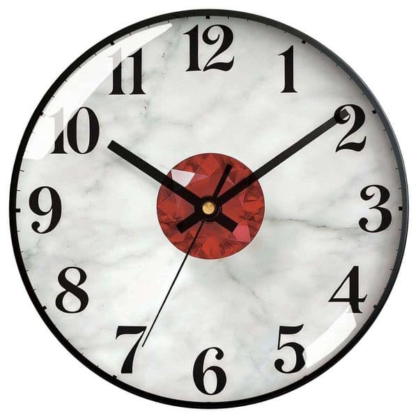 Luxury Red Crystal Clock Silent Wall Watch Marble Texture Home Decor Creative Gift For Family Housewarming W260519