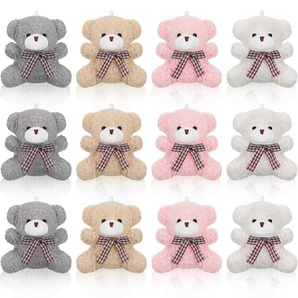 12-100pcs Plush Bear Stuffed Animal Bulk Mini Bear Keychain for Birthday Baby Shower Party Favor Classroom Gifts L260518I1SV