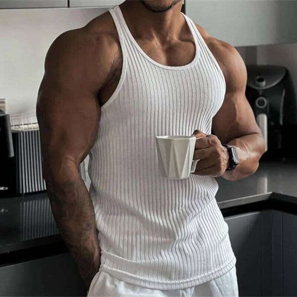 Men's Summer O-neck loose stripe gym Tank top Men Fitness sleeveless pullover Sports Undershirt Elasticity casual v men tops 26Y0519