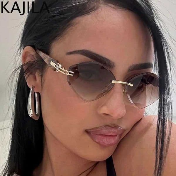 Small Frame Hexagon Rimless Sunglasses Women 2026 Luxury Brand Classic Outdoor Change Color Sun Glasses For Lady Polygon Shades L260519