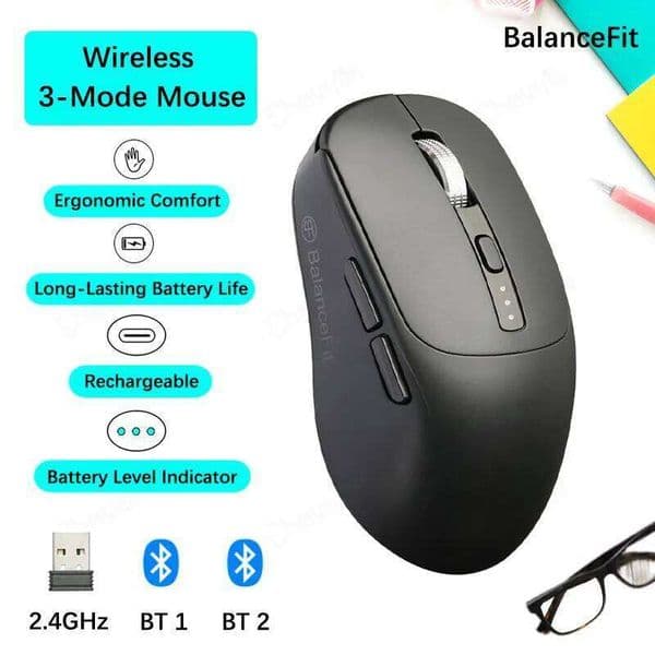 BT Compatible 5.2 USB 2.4Ghz Mice Ergonomic Wireless Office Mouse for iPad MacBook Tablet Laptop Computer 26Y0519
