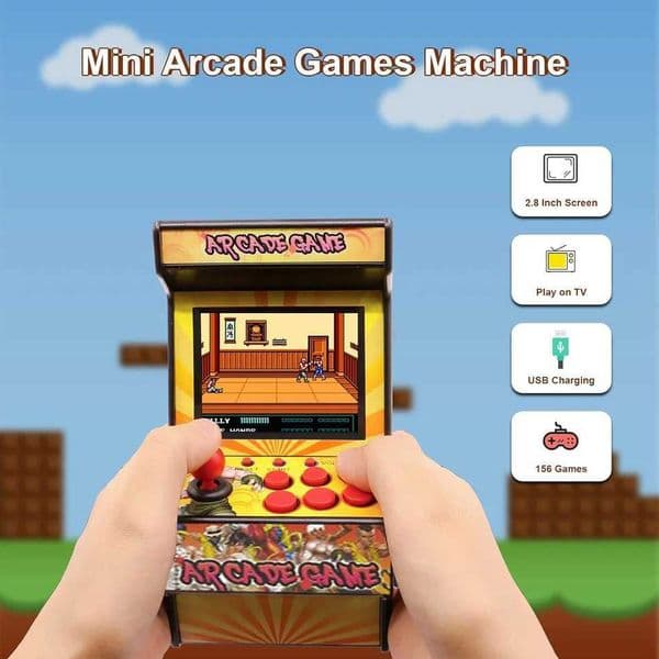 28-inch 16-bit Mini Handheld Game Console Built-in 156 Classic Games Arcade Machine Video Game Console for Sega AV Output L260519C8AX