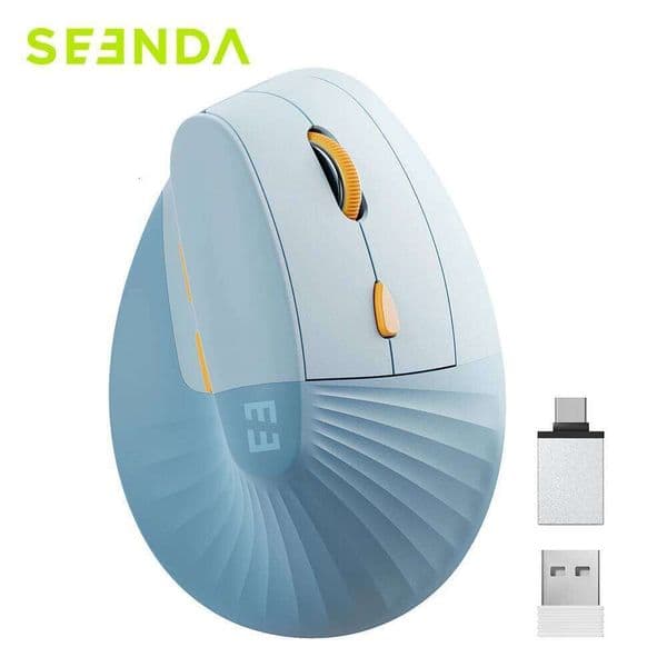SEENDA Vertical Wireless Mouse Rechargeable Ergonomic USB & Type C Mice for Laptop PC MacBook Windows Android W260519
