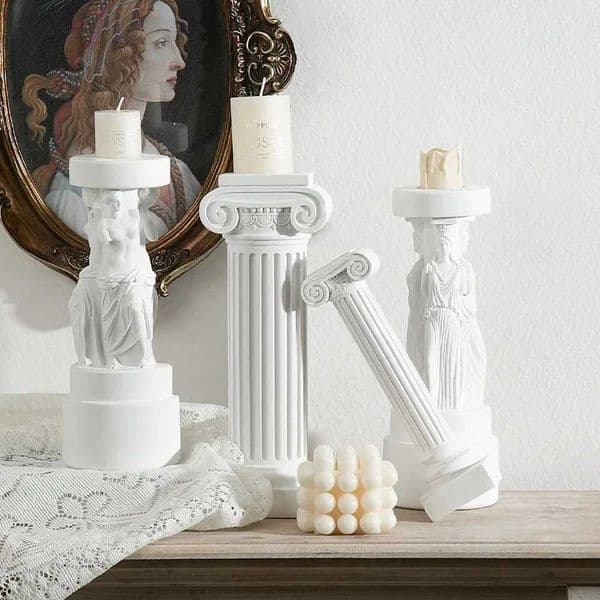 Roman Pillar Statues Greek Columns Candle Holder Resin Candlestick Stand Wedding Table Decoration Home Garden Decorative Figure L260519