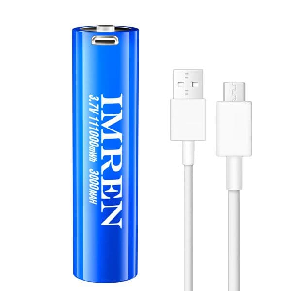 IMREN 18650 Li-ion Rechargeable Battery - 3000mAh (11100 mWh), 3.7V Button Top Batteries with Built-in Safety Features & Compatible with Various Devices