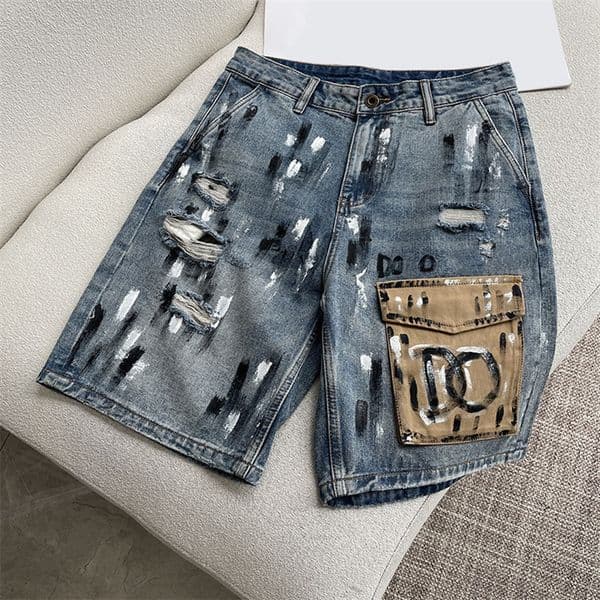 Brand Men Vintage Denim Shorts Trendy Straight Leg Summer Cargo Outdoor Casual Short Jeans