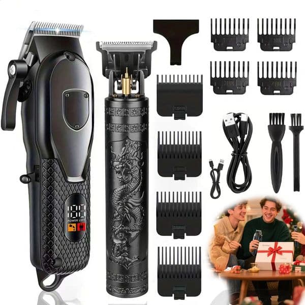 Hair Clippers Set for Men LED Display Professional Cordless Clipper Shaver Beard Trimmer Holiday Gift Him 260518