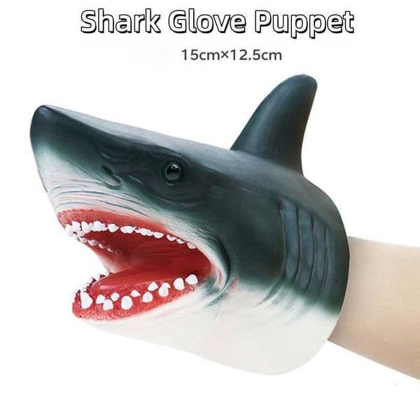 Shark Glove 1pcs Puppet Soft Rubber Hand Puppet Restic Dinosaur Head Kids Toy Interactive Role Play Parent Child Fun Game Toy L260519BCMU