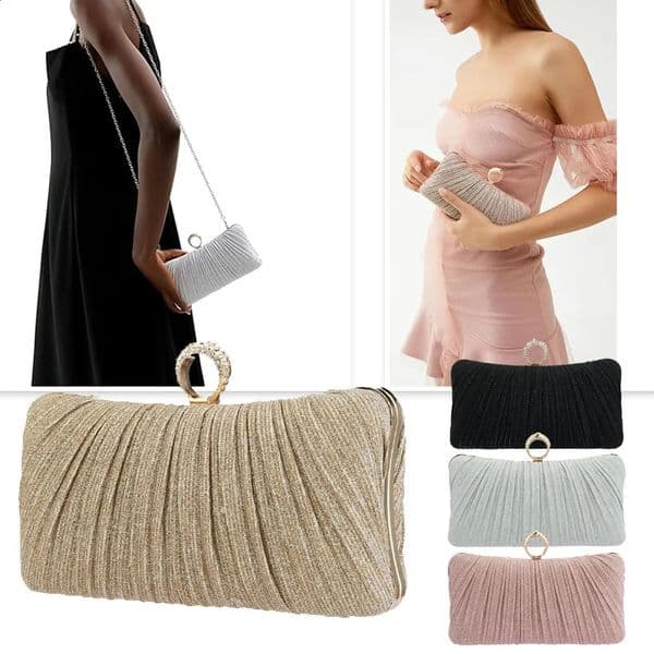 y Women Evening Clutch Bag Shoulder Bag Party Wedding Prom Birthday Long Square Bags Pleated Elegant Handbag Purse 260519