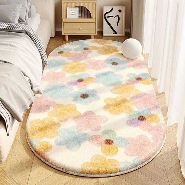 Flower Pattern Bedroom Decor Plush Carpet Dopamine Color Carpets for Living Room Thick Washable Lounge Floor Mat Fluffy Soft RugJ260519