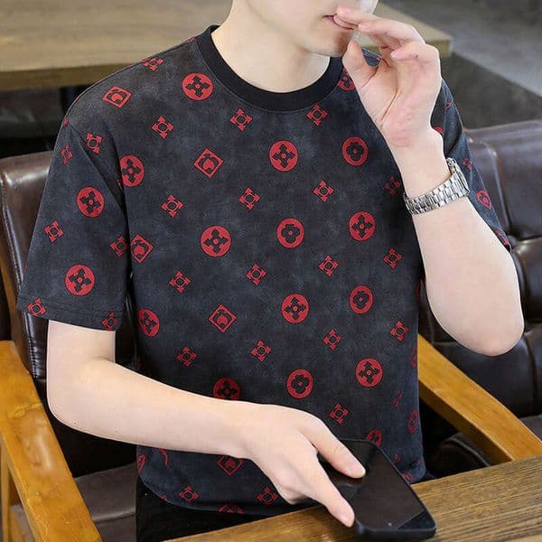 Luxury Brand Designer Clothes Popular Men's Trendy Distressed Short-Sleeve T-Shirt, New Summer Fashion, Light Luxury Tie-Dye Half-Sleeve Top