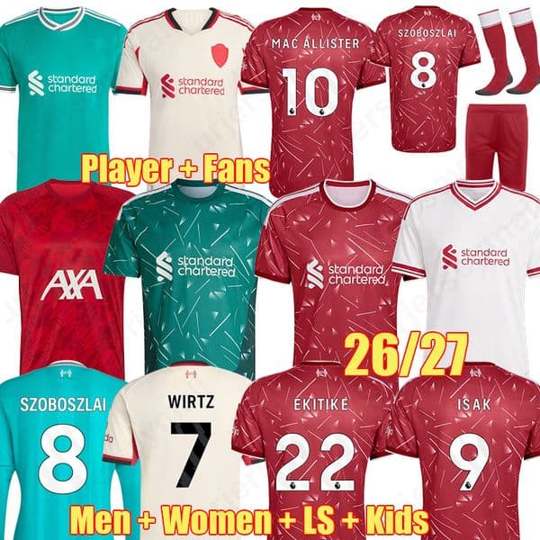 Liverpool 3XL soccer jerseys ALLISTER WIRTZ 26 27 ISAK EKITIKE FRIMPONG SZOBOSZLAI GAKPO Icons women 2026 2027 football shirt DIOGO J Mohamed Kids kit uniforms 886