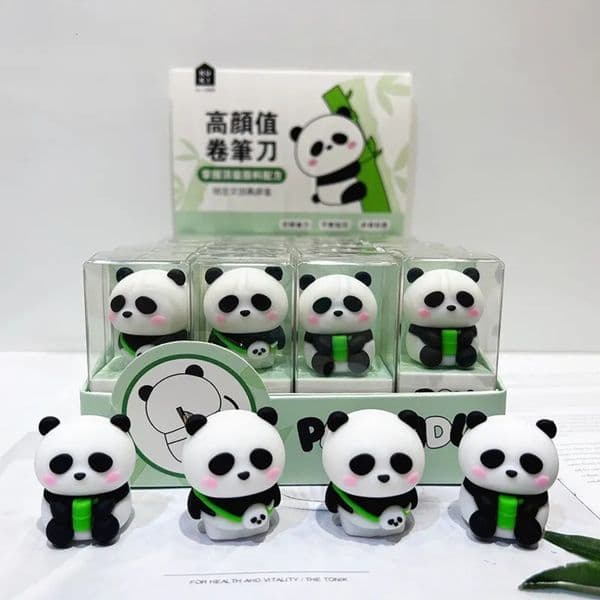 Bulk Office Supplies Wholesale Cute Mini Panda Sharpener Silicone Single Hole Wooden Pencil Cutter For School Kids Korean Stationery school Office Supplies Fr 4