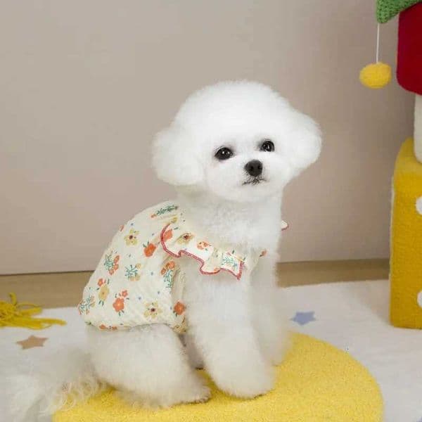 Dog Princess Dress Floral Print Summer Dog Sling Clothes Cotton Puppy Skirt Print Cat Dress Pet Vest Bichon Poodle CostumeT260519