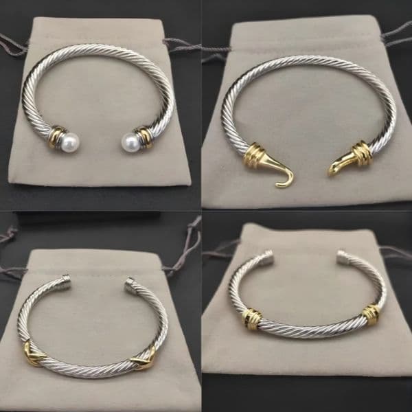 Designer Bracelet Fashion Twisted cuff Bracelet 925 Silver Gold Bangle Luxury Jewelry Pearl Women Men Cuff Bangle Gift High Quality
