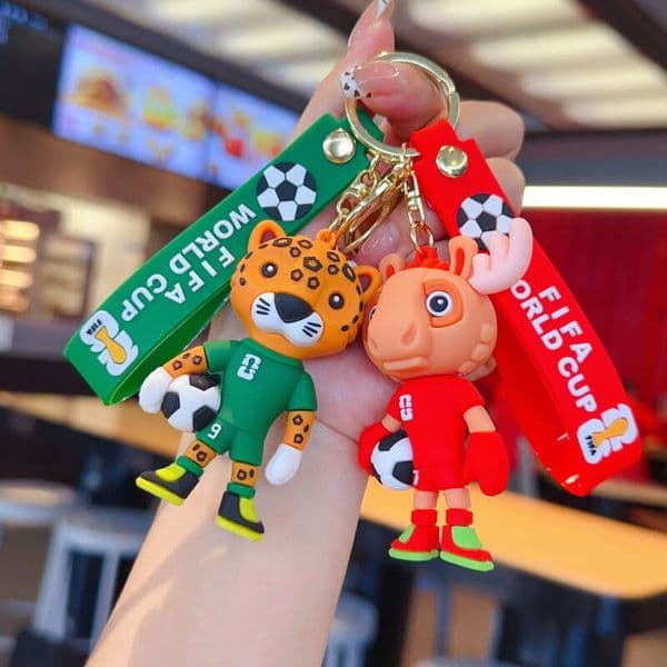2026 New USA Canada Mexico World Cup Mascot Keychain Cute Cartoon Soccer Doll Pendant Sports Fan Bag Charm Mini Gift Ornament