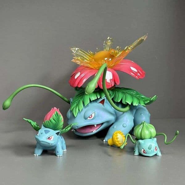 In-Stock Upgrade Full Painted Bulbasaur Ivysaur Venusaur Evolution Set Figure Anime Model Trendy Toy Decorative Ornaments 26L0519